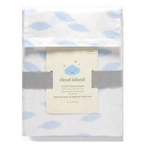 Cloud Island Crib Fitted Sheet Light Blue School of Fish Cotton Baby NWT